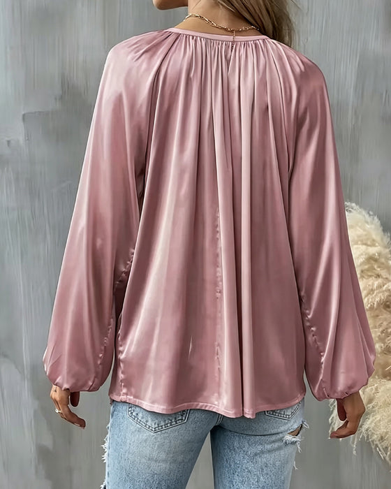 Blouse Vetersluiting Effen Kleur