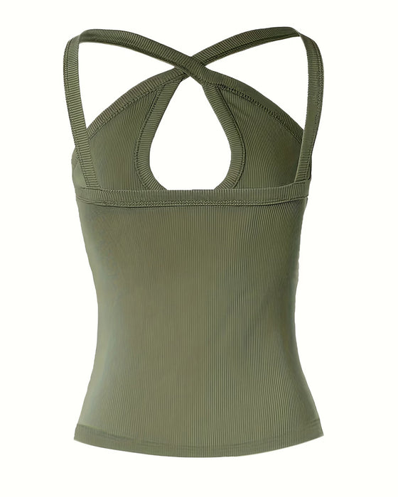Cami Top Halter Hals Uitgesneden Geribbeld