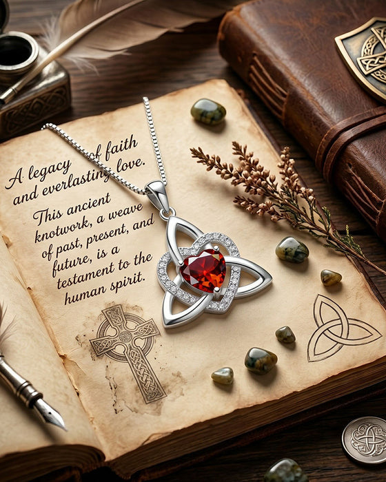Geboortesteen Keltische Drie-eenheid Knoop Hart Ketting ✨ Hartvormige Keltische Drie-eenheid Knoop Geboortesteen Hanger