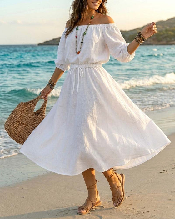 Jurk Off-Shoulder Vetersluiting Taille