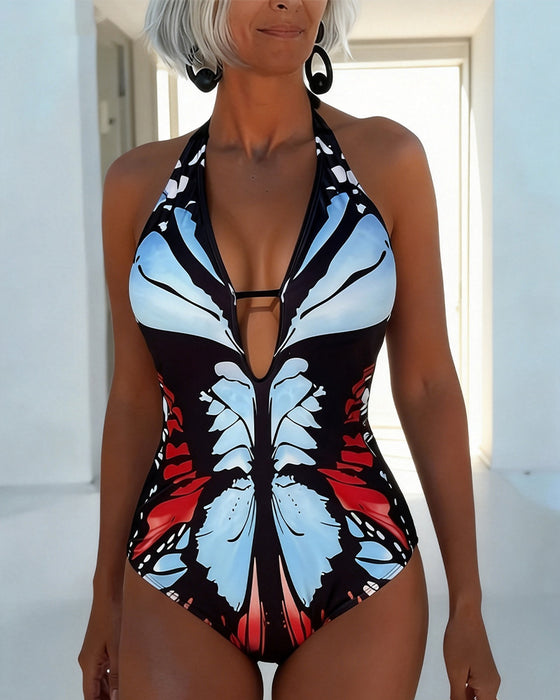 One-Piece Vlinder Afdruk Halter