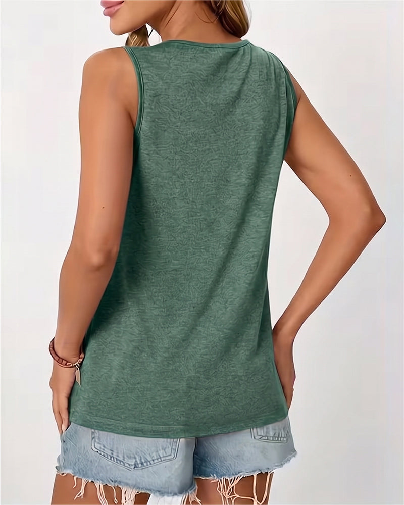 Tanktop Effen U-Hals Geplisseerd