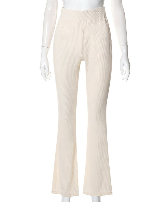 Effen gekleurde micro-flare slim-fit broek