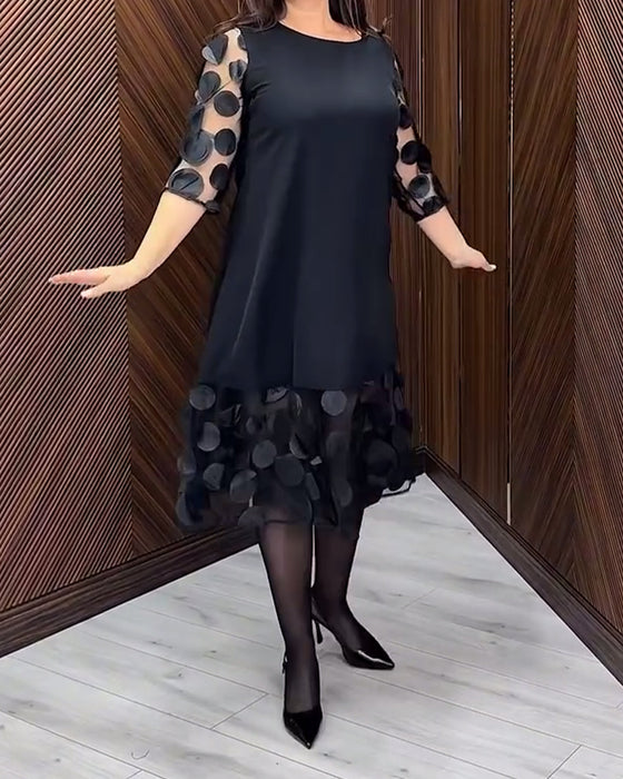 Jurk Gaas Stiksel Modieus Ronde Hals