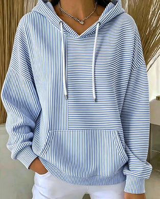 Hoodie Casual Gestreept Met Trekkoord