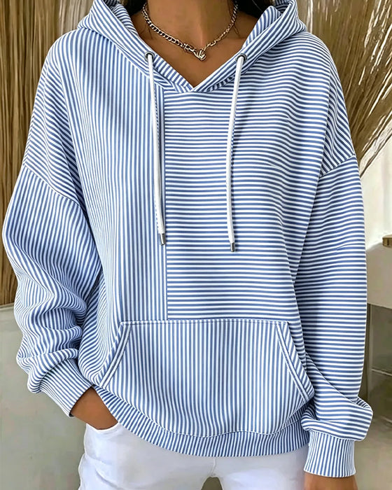 Hoodie Casual Gestreept Met Trekkoord