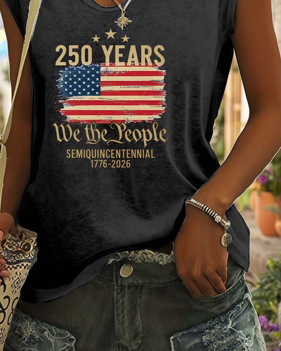T-Shirt V-Hals Bedrukt Mouwloos
