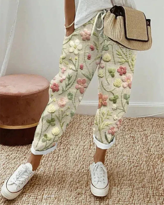 Broek met zakken en print