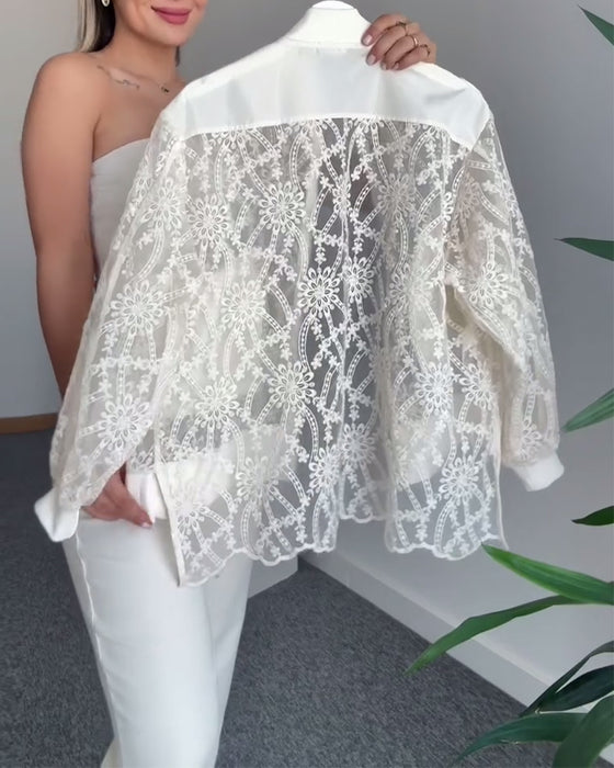 Jas Gehaakt Kant Effen Kleur