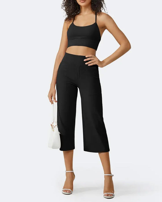 Broek Effen Casual Veelzijdig Cropped