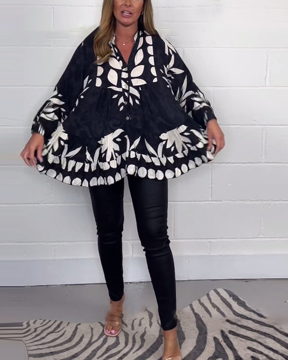 Blouse met print en klokmouwen