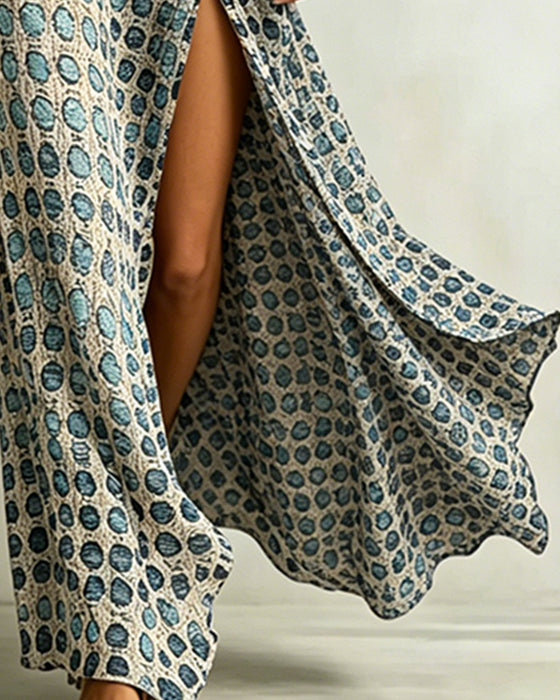 Jurk Off-Shoulder Polka Dot Split