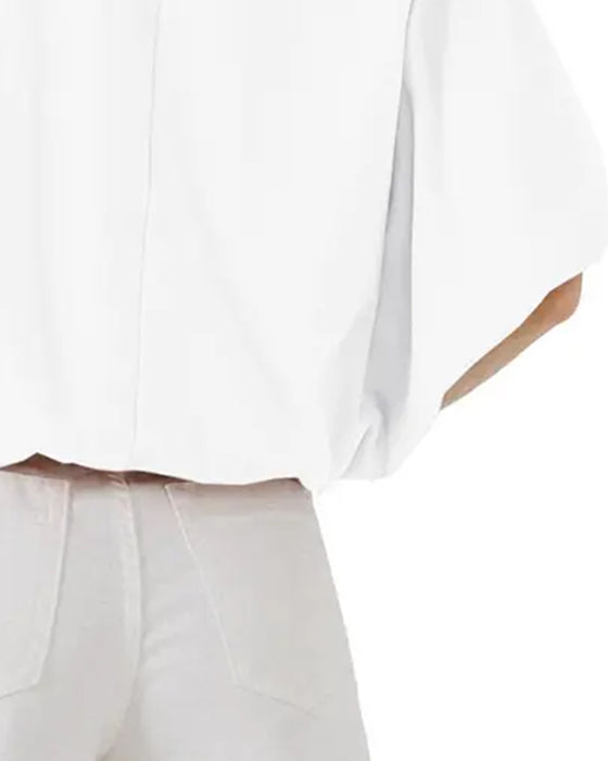 Top Effen Kleur Pofmouw Cropped