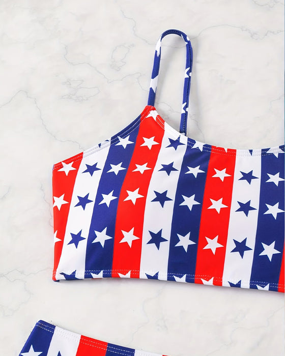 Bikini Sterren En Strepen Print