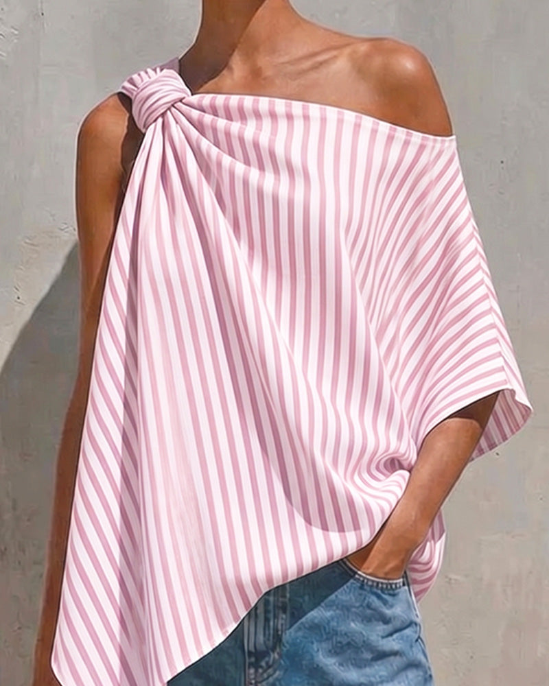 Blouse Gestreept Los Asymmetrisch Ontwerp