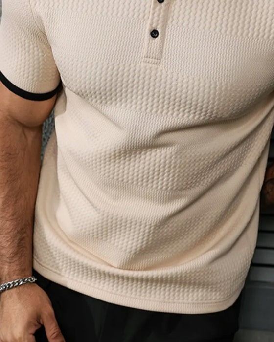 Casual T-shirt Met Kraag, Korte Mouwen