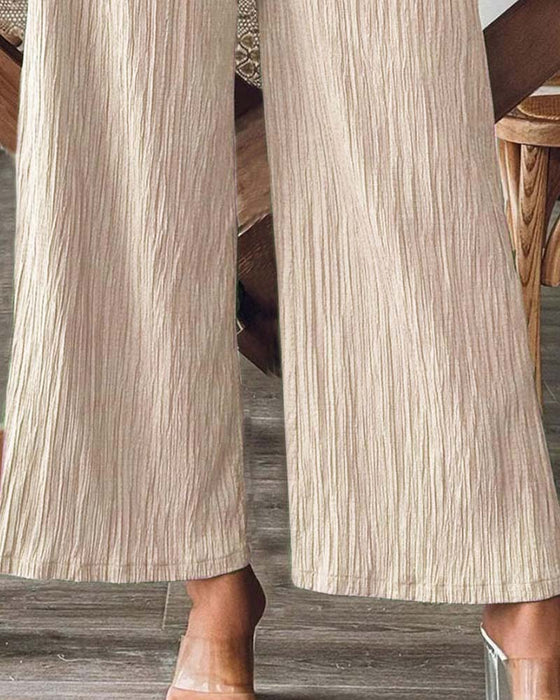 Broek Opstrijkzak Effen Elastische Taille Casual