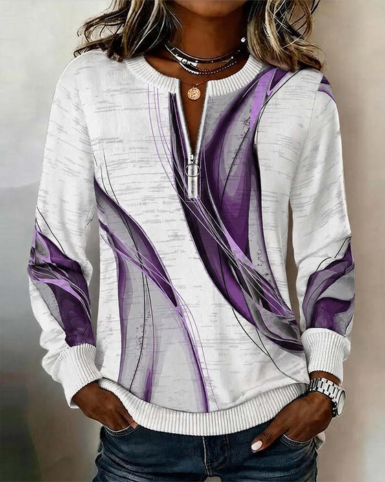 Hoodie Rits Pullover Contrast Los