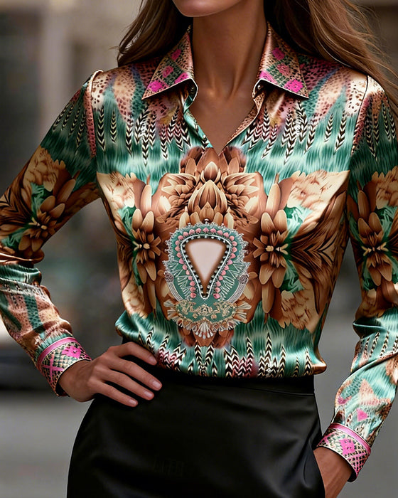 Blouse Met Lange Mouwen En Luiaardprint