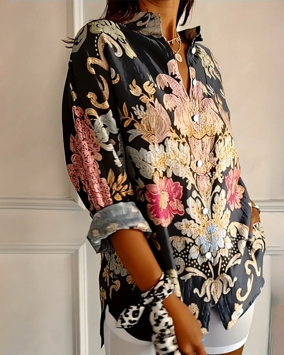 Shirt Met Kraag Gedrukt Knoopsluiting