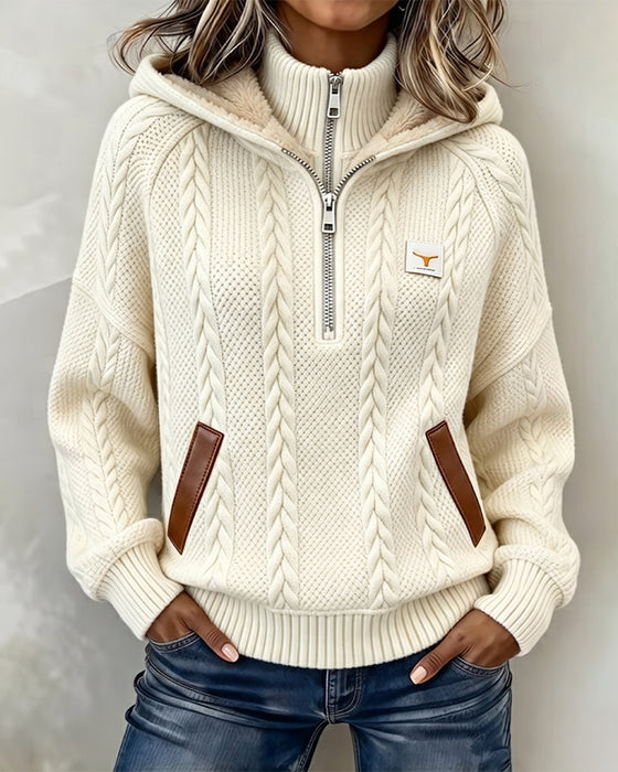 Hoodie Rits Casual Turtleneck