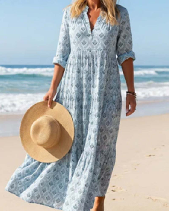 Jurk Vintage V-Hals Bloemen
