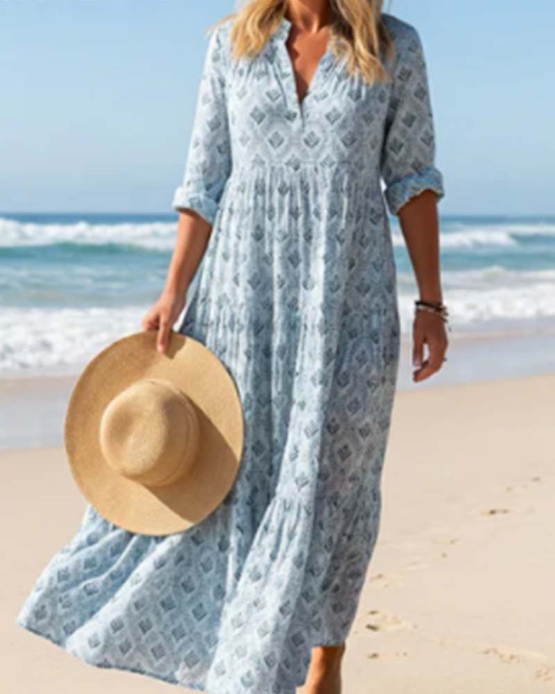 Jurk Vintage V-Hals Bloemen