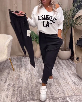 Casual effen broek met zakken