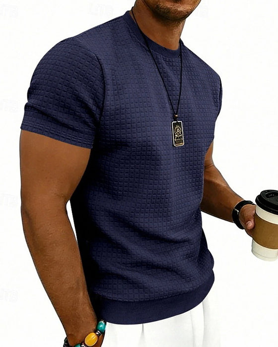 T-Shirt Geribbeld Rondhals Korte Mouw