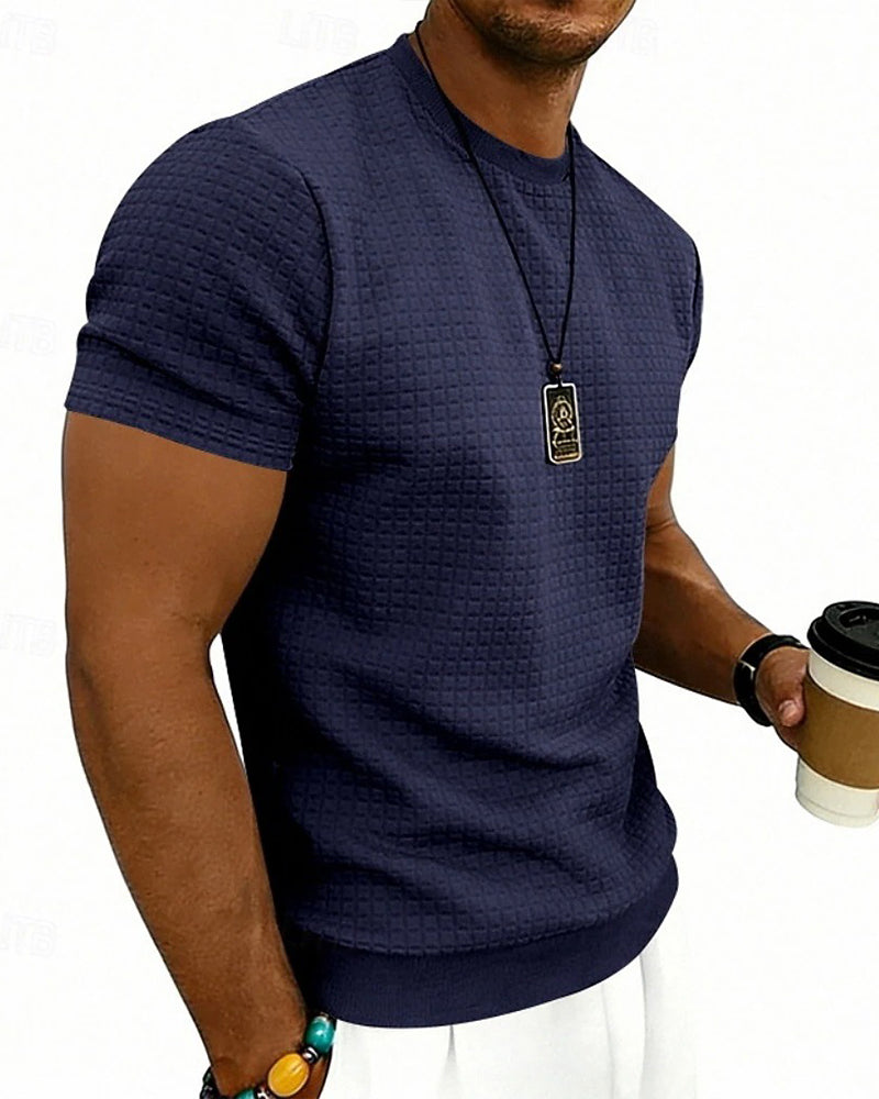 T-Shirt Geribbeld Rondhals Korte Mouw