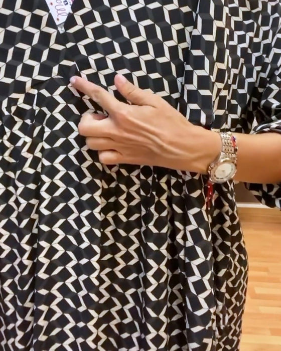 Casual jurk met V-hals en geometrische print