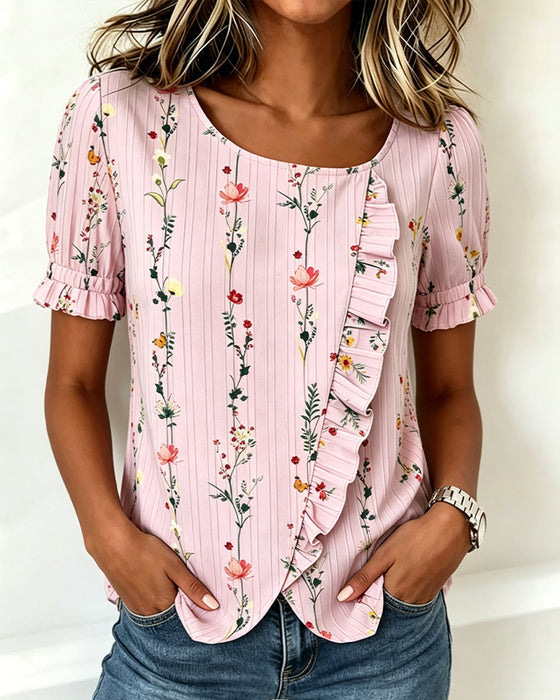Blouse Ruffle Bloemenprint Pofmouw