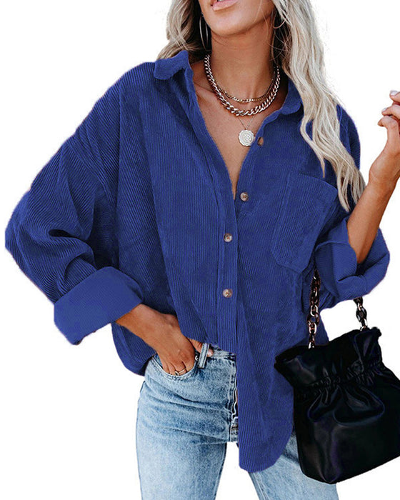 Effen Corduroy Blouse Met Zak