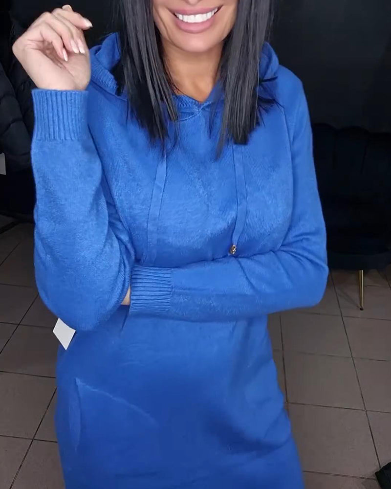 Gebreide Jurk Met Capuchon En Trekkoord