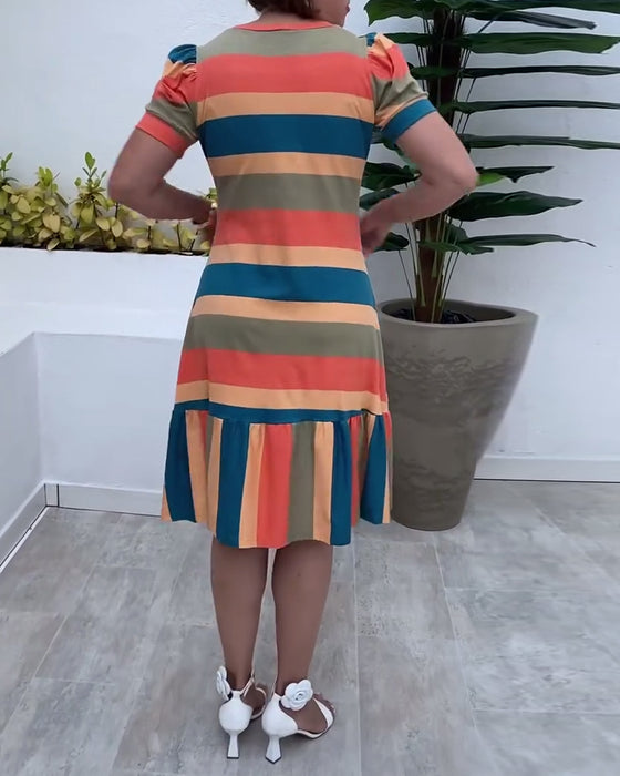 Jurk casual korte mouw gestreept