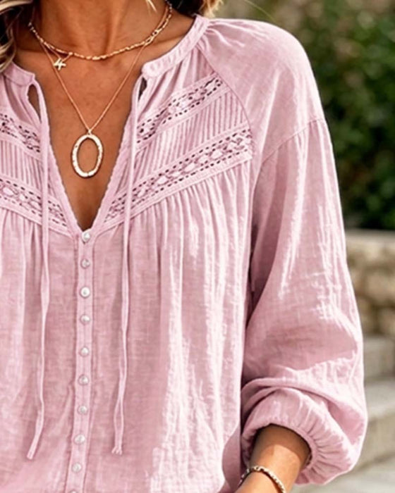 Blouse Casual Hollow Out Kant