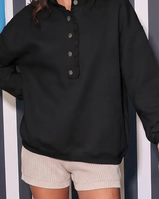 Sweatshirt Gerimpeld Geknoopt Lange Mouw Loose