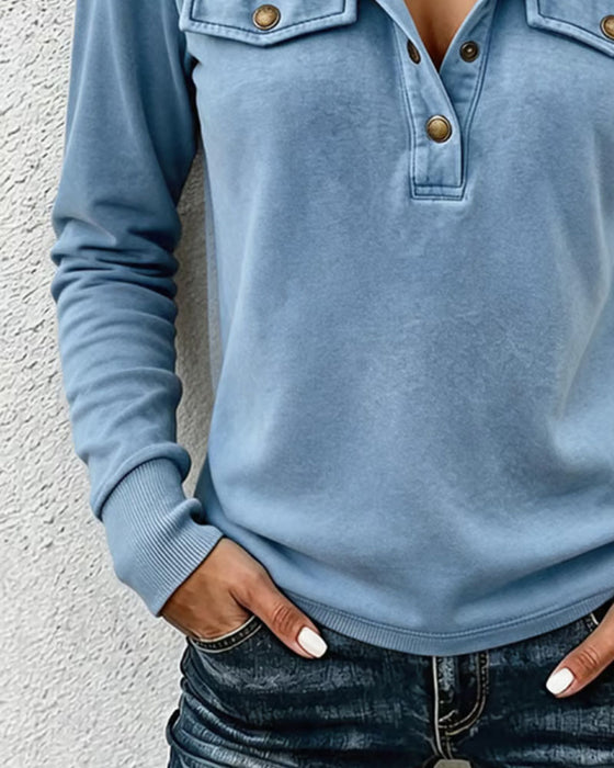 Top Effen Lange Mouw Casual