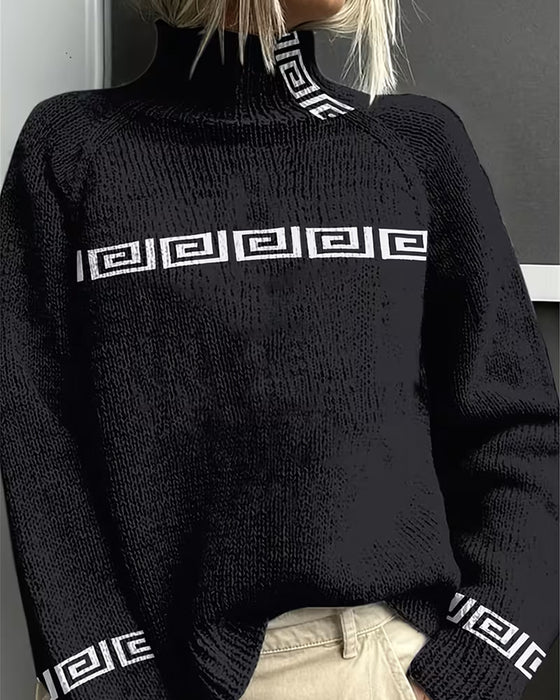 Pullover Trui Geometrisch Meander Turtleneck