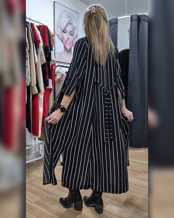 Jas Shirt Kraag Knoop Streep Split