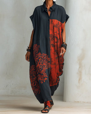 Jurk Reverse Print Los Overhemd