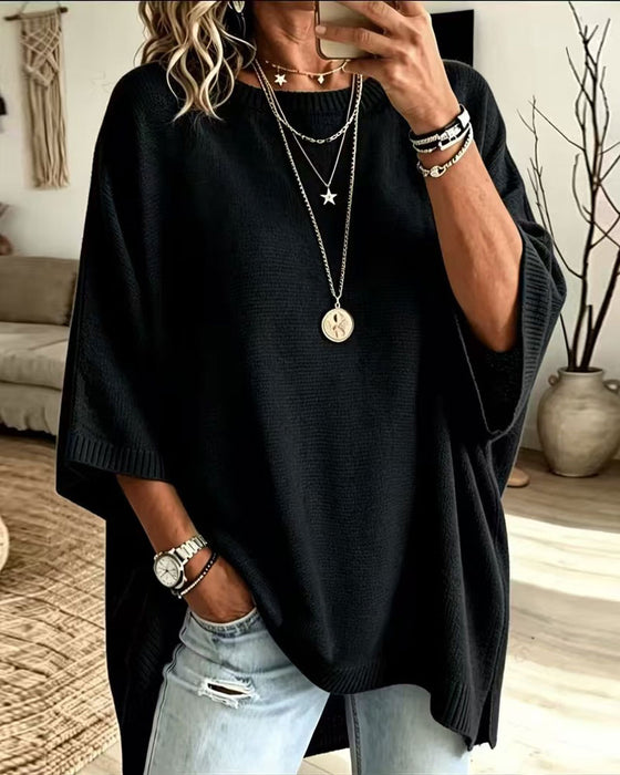 Pullover Losse Ronde Hals Effen