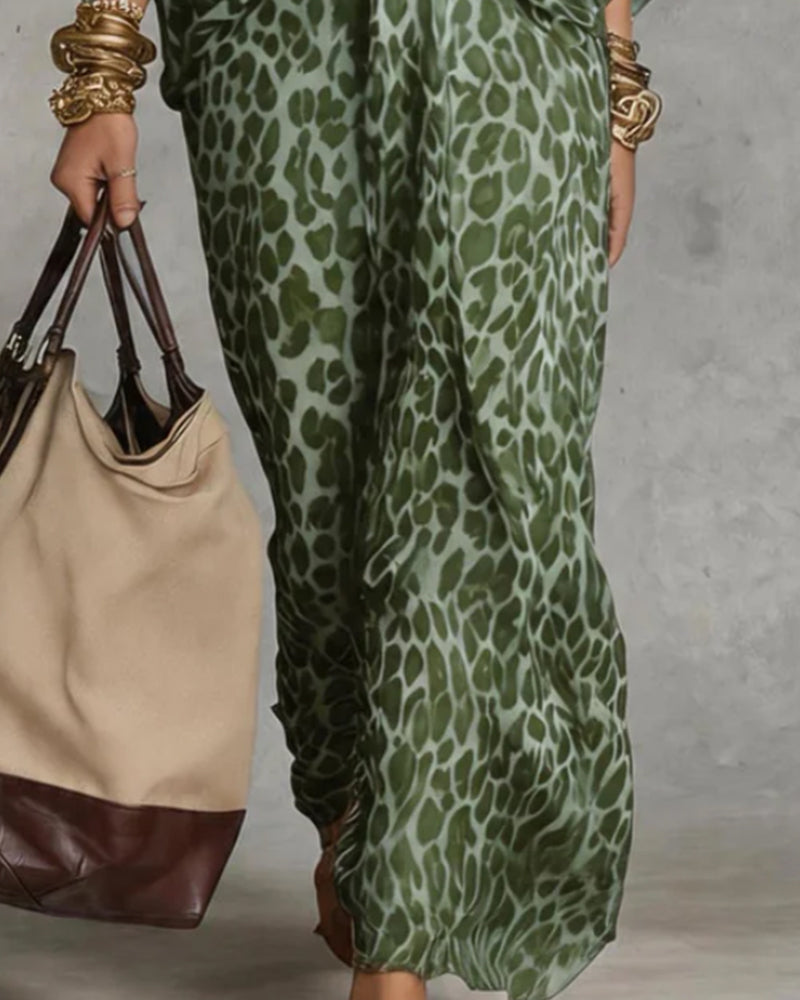 Jurk Trendy Luipaard Vleermuis Mouw
