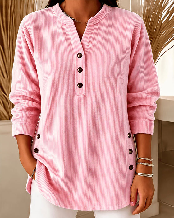 Blouse Knoop Effen Lange Mouw