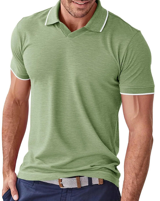 Casual T-Shirt Met Kraag, Korte Mouwen