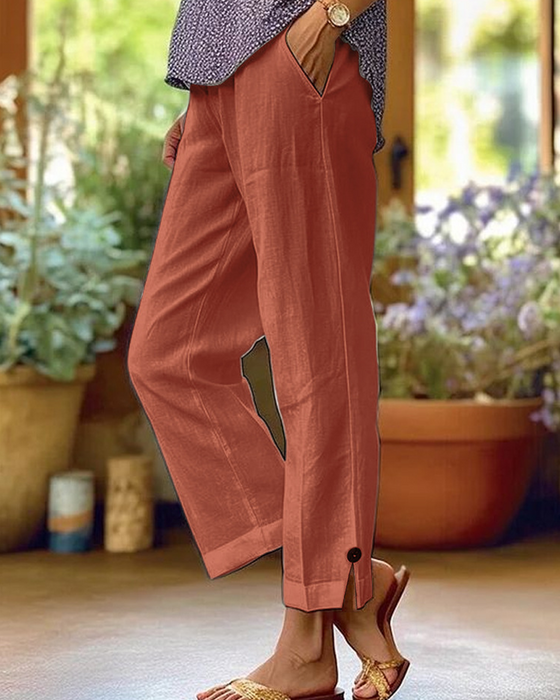 Broek Effen Rechte Pijp Casual