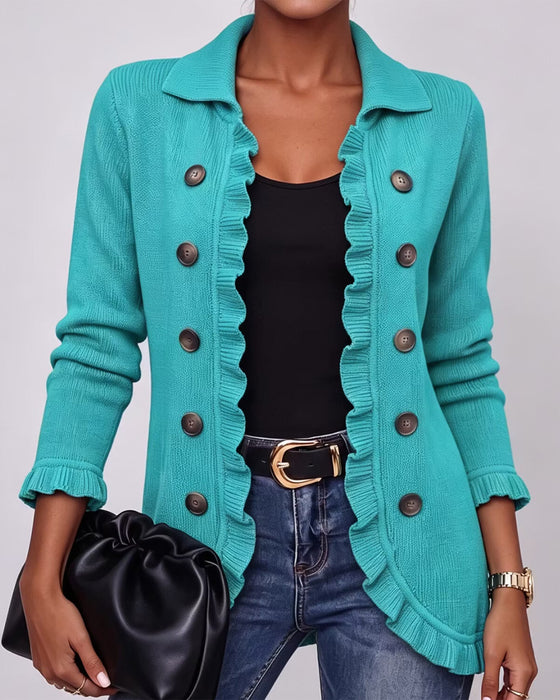 Cardigan Reverse Ruffle Knoop