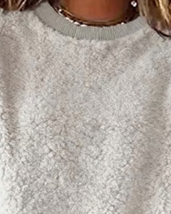 Modieuze Sweatshirt Met Ronde Hals En Patchworkdetails