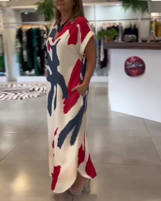 Jurk Met Korte Mouwen Bedrukt