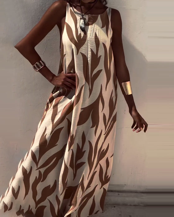 Jurk Mouwloos Rugloos Gedrukt